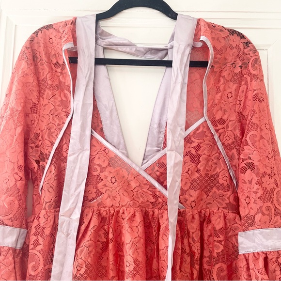 Free People Gilded Lace Mini Dress in Peach, Size L, NWOT - Picture 9 of 13